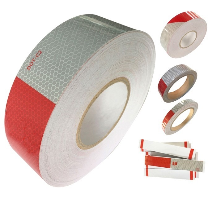 Δωρεάν δείγμα 6" X 6" / 7" X 11" Dot C2 Αντανακλαστική ταινία Λευκή & Κόκκινη